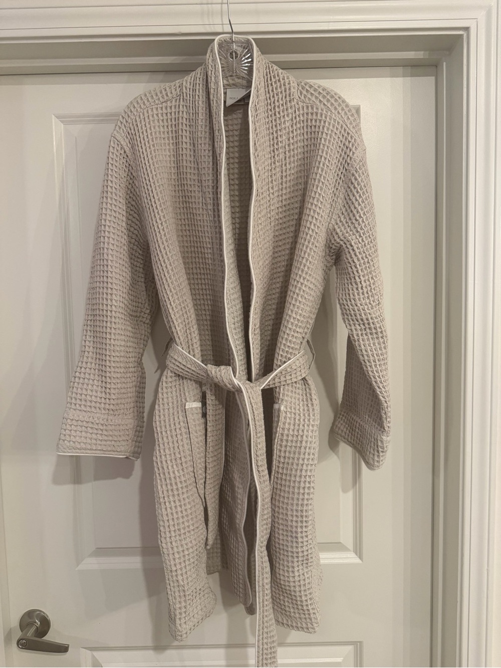 Waffle-Knit Open Front Coatigan in Beige - Women’s Cape Jacket - Picture 6 of 8